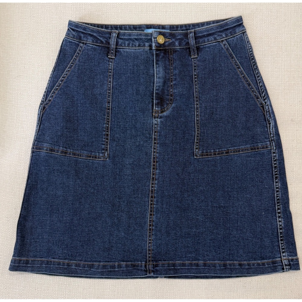 Draper James Denim Skirt Womens 6 A-Line Patch Pocket Mini Excellent